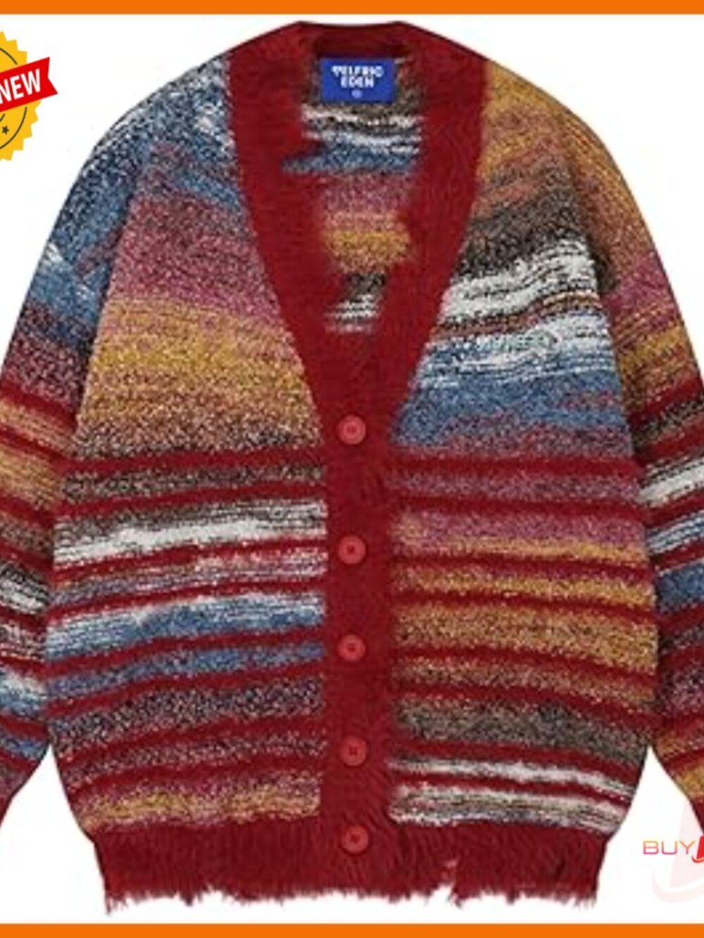 Oversized V-Neck Cardigan Sweater, Long Sleeve, Open Front, Pinstripe Design